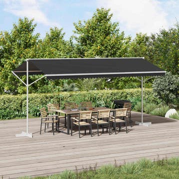 vidaXL Vrijstaande luifel 5 x 3 m Polyester Antraciet, Verzenden, Nieuw