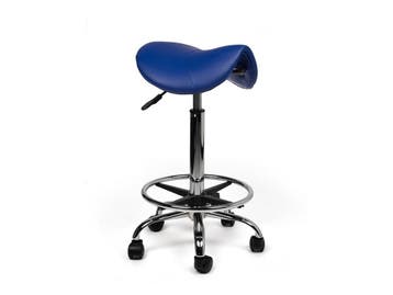 Zadelkruk Blauw - Hoge uitvoering met Voetsteun, In hoogte verstelbaar, Nieuw, Kunststof