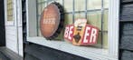 man cave atributen - Reclamebord (2) - bier - hout en metaal, Antiek en Kunst