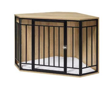 Hoek Hondenbench – Hout en Metaal met Kussen 111×67×60 cm, Dieren en Toebehoren, Verzenden, Nieuw