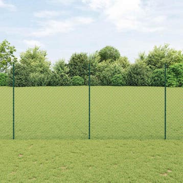 vidaXL Kettinglink hek met paal 10 x 1,5 m PVC-Coated Staal, Verzenden, Nieuw, IJzer