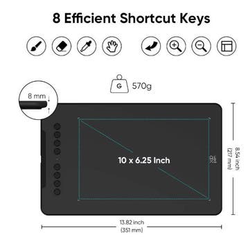 Grafische Tekentablet 10x6 Inch – 16K Druk Stylus, Computers en Software, Tekentablets, Verzenden, Nieuw