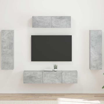 vidaXL TV-kast 5 st Beton Grijs, Verzenden, Nieuw, 100 tot 150 cm
