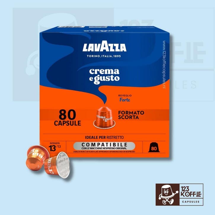Lavazza Crema e Gusto Forte aluminium capsules Nespresso 80, Witgoed en Apparatuur, Koffiemachine-accessoires, Verzenden