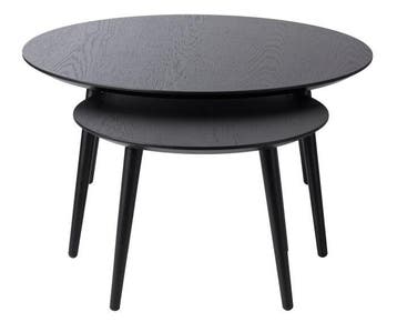 Salontafel Adda set van 2 rond eiken - Zwart, Ophalen of Verzenden, Nieuw