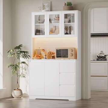 Keuken Buffetkast met LED Verlichting, 3 Lades en Stopcontac, Verzenden, Nieuw