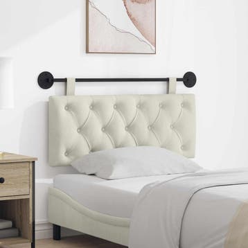 vidaXL Hangend hoofdbord Crèmekleurig Fluweel, Verzenden, Nieuw, Crème, Stof