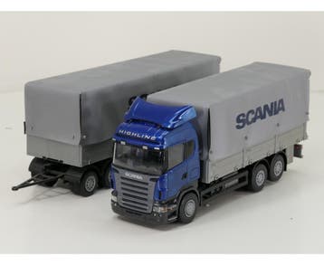 EMEK Scania R580 Highline 1:25 6x2 bakwagen met huif + 2-..., Ophalen of Verzenden, Gebruikt