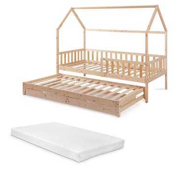 Kinderbed Aarghonmaa met matras uitschuifbed en opberglades, Verzenden, Nieuw