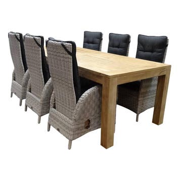 Menorca Krista dining tuinset 240x100xH77,5 cm7-delig, Ophalen of Verzenden, Nieuw