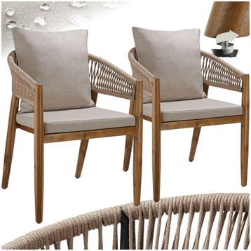 Tuinstoel Manacor, ropedesign - zandkleur, Set van 2, Verzenden, Nieuw