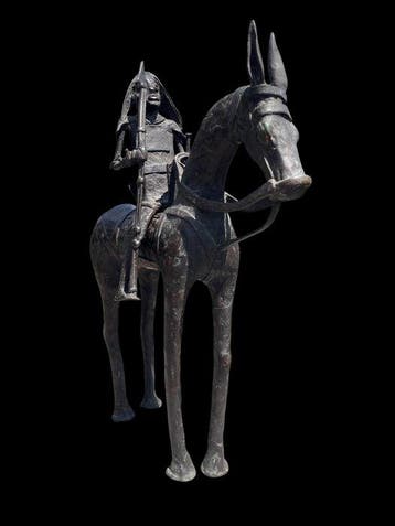 Grand cavalier en bronze - sculptuur - Afrika (Zonder