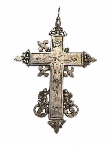 Reliekhouder - Zilver - 1650-1700 - Antiek reliekhouderkruis, Antiek en Kunst