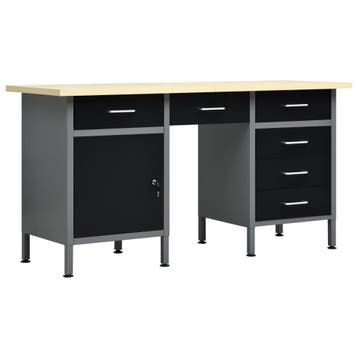 vidaXL Werkbank 160x60x85 cm staal zwart, Verzenden, Nieuw