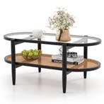 LIVSK Salontafel - Houten Frame - Gehard Glas Tafelblad - Ru, Antiek en Kunst, Verzenden