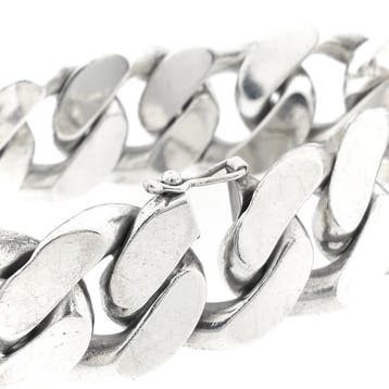 Massief zilveren gourmet schakelarmband, Sieraden, Tassen en Uiterlijk, Armbanden, Ophalen of Verzenden, Gebruikt, Zilver, Zilver