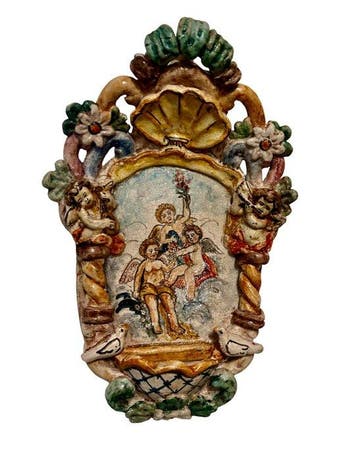 Wijwatervat - 20e eeuw - Putti - 30 cm, Antiek en Kunst