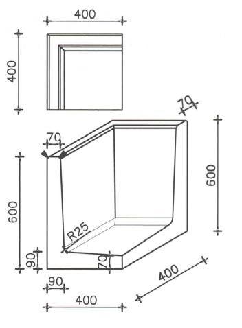 Betonnen L-hoekelement 40x40x60 zwart, Tuin en Terras, Ophalen of Verzenden, Nieuw, Beton