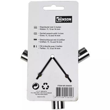 Benson Dopsleutel 3-weg - 8/9/10 mm - Comfortabel handvat..., Ophalen of Verzenden, Nieuw