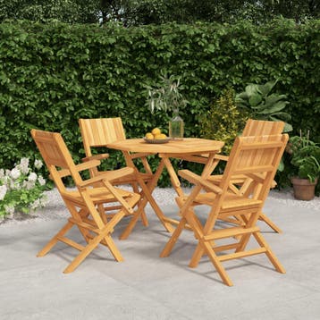vidaXL 5-delige Tuinset massief teakhout, Tuin en Terras, Verzenden, Nieuw, Hout, Tuinset