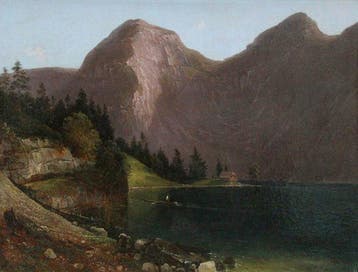 Franz Steinfeld (1787-1868) - View of a lake in the Austrian, Antiek en Kunst, Kunst | Schilderijen | Klassiek