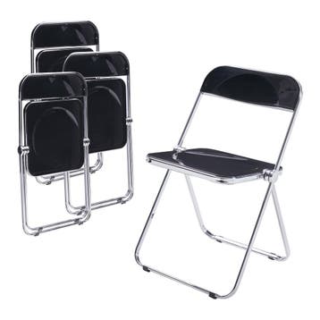 Klapstoel set van 4 Pornainen 74x46x47 cm zwart [en.casa], Huis en Inrichting, Stoelen, Verzenden, Nieuw