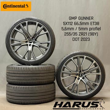 GMP Gunner 21 inch velgen 8,5J ET38 Continental SportContact, Auto-onderdelen, Gebruikt, 255 mm, Banden en Velgen, Personenwagen