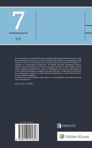 Asser 7-VII Maatschap, vennootschap onder firma en, Boeken, Verzenden, Gelezen, Prof. Mr. M. van Olffen