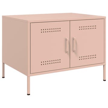 vidaXL Salontafel 68x50x50,5 cm staal roze, Verzenden, Nieuw, Metaal, 50 tot 100 cm