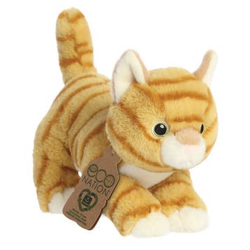 Lapjes kat knuffel - pluche - oranje - 21 cm - cadeau, Verzenden, Nieuw
