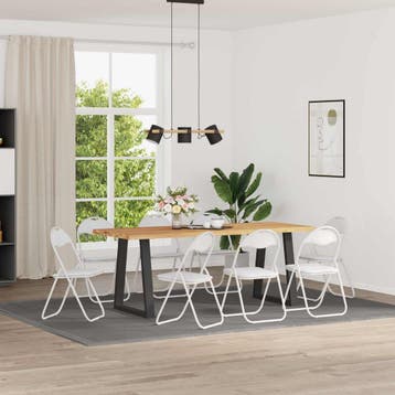 vidaXL Inklapbare stoel 8 st Nep Leer Wit 48 x 43,5 x 81 cm, Huis en Inrichting, Stoelen, Verzenden, Nieuw, Wit