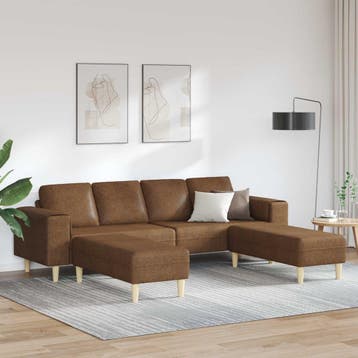 vidaXL Woonkamer Bank 3 st Bruin, Huis en Inrichting, Verzenden, Nieuw, Kunststof, Minder dan 150 cm