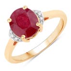 Ring - 14 karaat Geel goud - 3.27ct. tw. Robijn - Diamant -, Nieuw