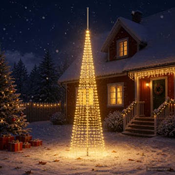 vidaXL Kerstboomverlichting met grondpen en vlaggenmast 500, Diversen, Verzenden, Nieuw