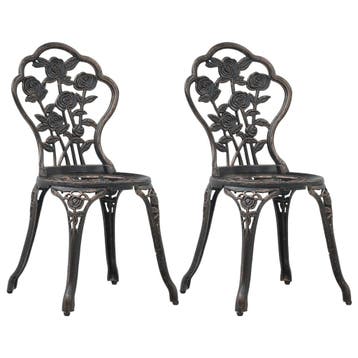 vidaXL Bistrostoelen 2 st gietaluminium bronskleurig, Tuin en Terras, Verzenden, Nieuw, Metaal