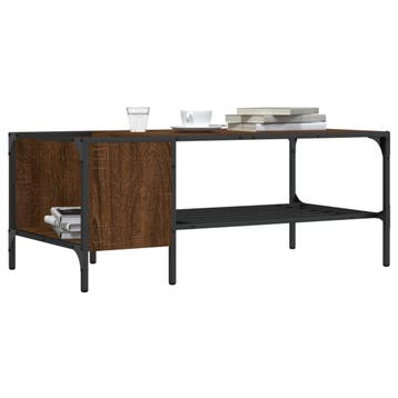 vidaXL Salontafel met rek 100x51x40 cm bewerkt hout bruin, 100 tot 150 cm, Verzenden, Nieuw, 50 tot 100 cm