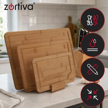 Zortiva Bamboe Snijplanken Set 3 Stuks met Ophangopening..., Ophalen of Verzenden, Nieuw
