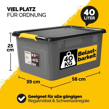 Opbergbox Grijs/Antraciet 58x39x25cm stapelbaar 40L, Verzenden, Nieuw