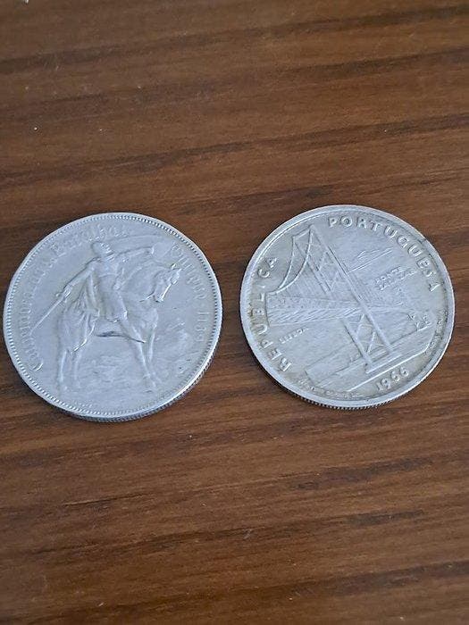 Portugal. Republic. 10 + 20 escudos 1928/1966 (Zonder, Postzegels en Munten, Munten | Europa | Niet-Euromunten
