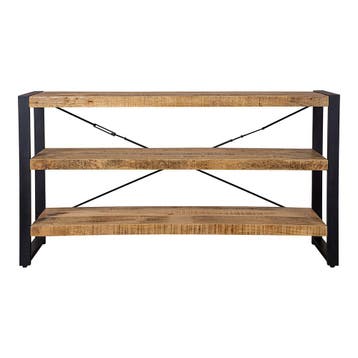 Boekenkast Mangohout Britt Laag 120 cm, Verzenden, Nieuw, Overige houtsoorten, Industriële meubels