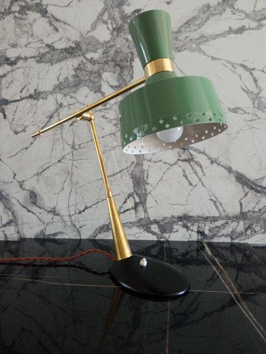 Tafellamp - Messing - Lamp met verstelbare arm uit de jaren, Antiek en Kunst, Antiek | Lampen