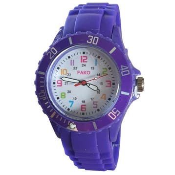 Fako - Horloge - Siliconen - Ø 40mm - Regenboog - Paars, Verzenden, Nieuw