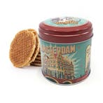 Blik met 8 stroopwafels Amsterdam huisjes fiets vintage, Ophalen of Verzenden, Nieuw