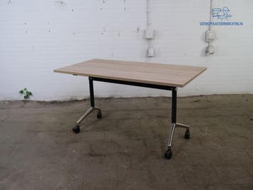 Gispen klaptafel 160x80 cm Robson eiken verrijdbaar, Verzenden, Gebruikt