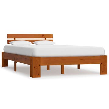 vidaXL Bedframe massief grenenhout honingbruin 120x200 cm, Huis en Inrichting, Slaapkamer | Bedden, Bruin, Verzenden, Nieuw, Twijfelaar