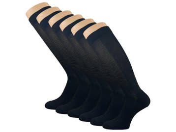6 paar Compressie Kniekousen - SQOTTON® - Zwart, Kleding | Heren, Sokken en Kousen, Verzenden, Nieuw