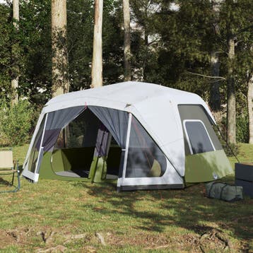 vidaXL Tent met LED 10-persoons snelontgrendeling lichtgroen, Verzenden, Nieuw, Tot en met 2