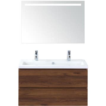 Vogue Badmeubelset 100 cm - Greeplijst in Kleur - Walnoot -, Ophalen of Verzenden, Nieuw