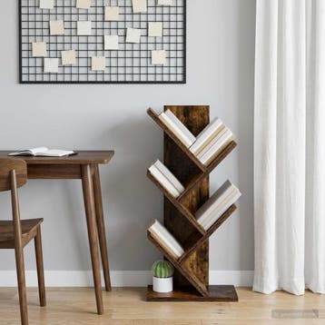 vidaXL Boom Boekenkast 4-Tier 30 x 18 x 60 cm Bewerkt hout, Verzenden, Nieuw, Overige houtsoorten, Minder dan 100 cm