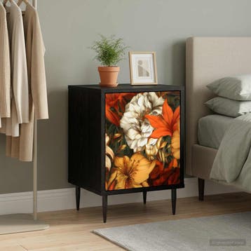 vidaXL Nachtkastje GENNEP Zwart eiken 36 x 33 x 51 cm, Minder dan 45 cm, Verzenden, Nieuw, Minder dan 55 cm